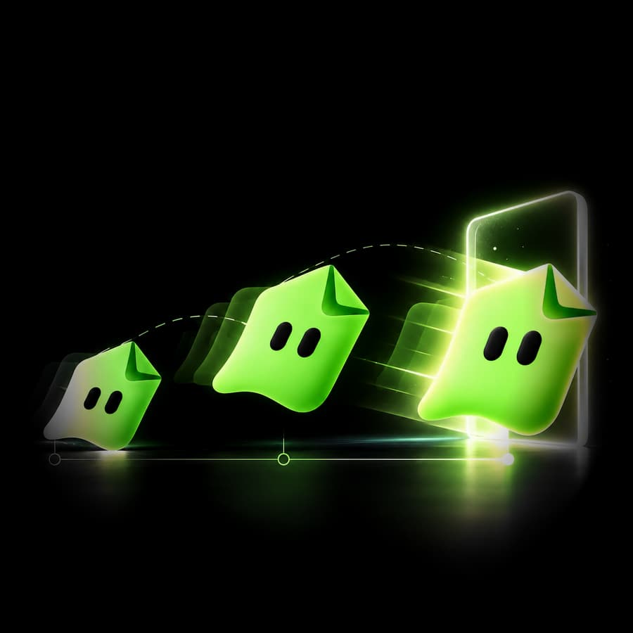 usepaper.fun ghosts moving through a glowing door, from paper to live